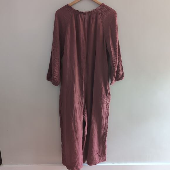 Gap Maternity Mauve Colored Gauze Lounge Jumpsuit Size Large - Picture 7 of 11